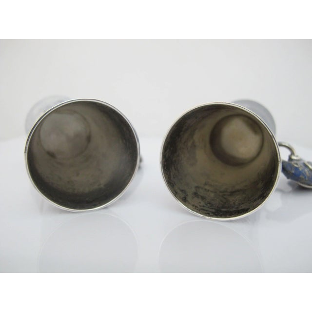 Los Castillo Taxco Mexico Silver Lapis Lazuli Parrot Double Jigger Shot Pair For Sale - Image 13 of 13