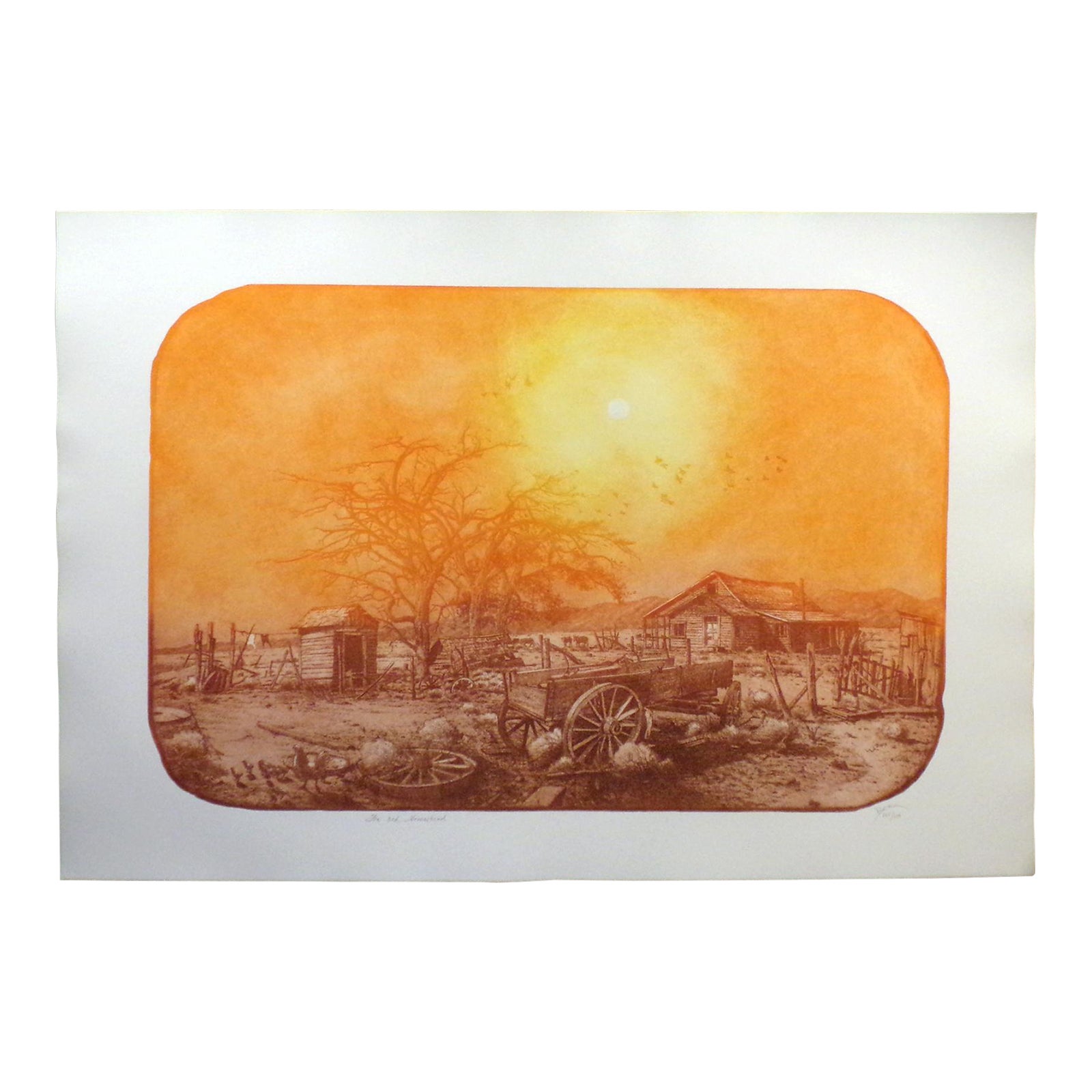 Roy Purcell "The Old Homestead" Signed Numbered Art Etching 1980 Chairish