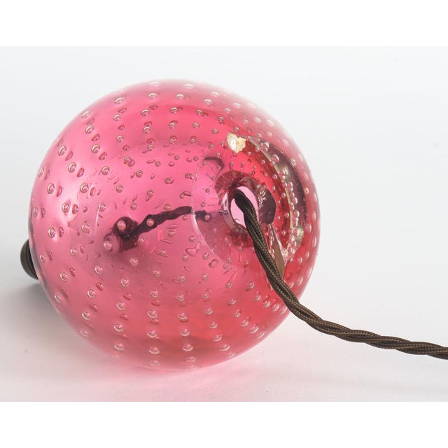 Vintage Pink Bullicante Murano Glass Table Lamp by Archimede Seguso, 1960s For Sale - Image 4 of 6