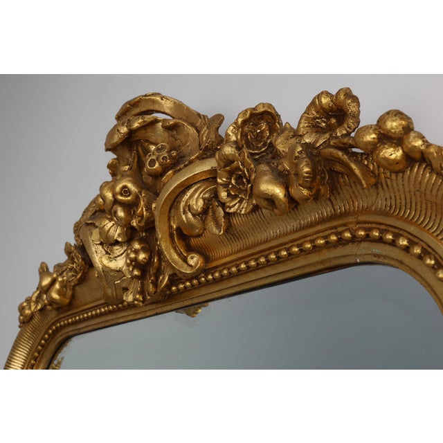Baroque Mantel Mirror in Carved Wood and Gilded Plaster, France, 1850s For Sale - Image 6 of 12