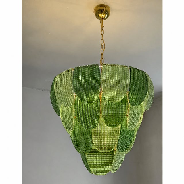Luxury Multi Green Petals Murano Glass Chandelier – Contemporary Simoeng Design For Sale - Image 10 of 10