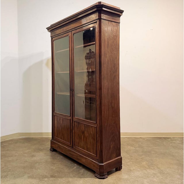 Wood 19th Century French Louis Philippe Mahogany Bookcase With Glazed Doors For Sale - Image 7 of 16
