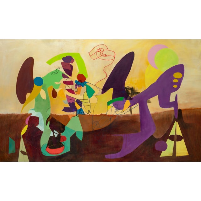 Isabel Brinck Abstract Painting on Canvas Titled "Squirrel Whisperer" For Sale