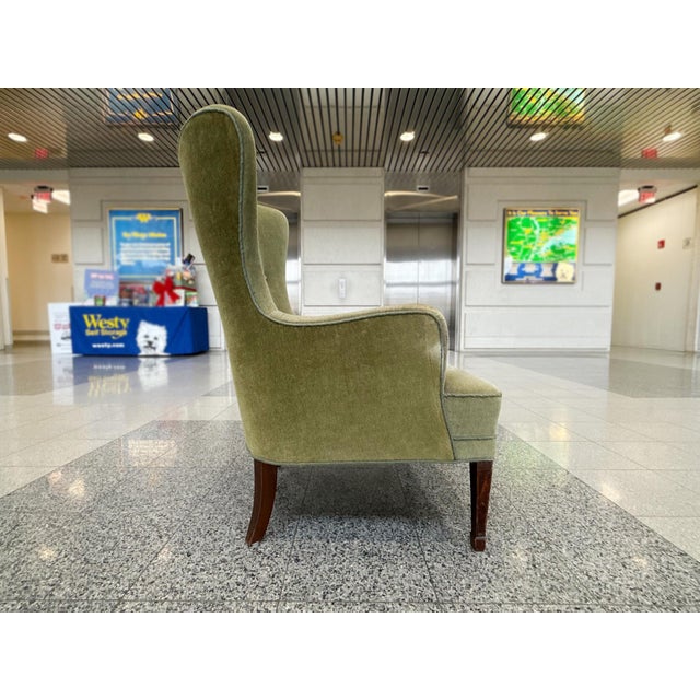 Frits Henningsen Danish Modern Mohair Wingback Armchair in the Style of Frits Henningsen For Sale - Image 4 of 15