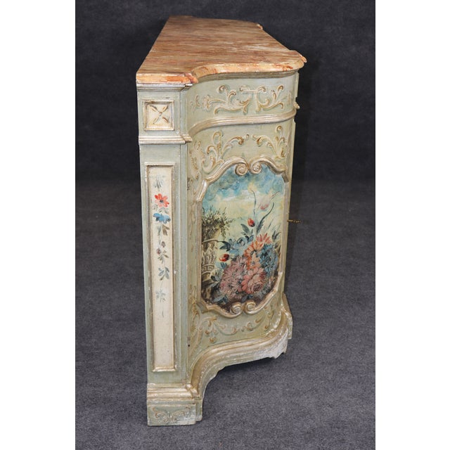 Italian Venetian Style Distressed Painted Sideboard With Faux Marble Top For Sale In Philadelphia - Image 6 of 14