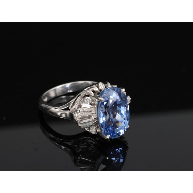 Late 20th Century Fine 9.91ct Gia Ceylon No Heat Sapphire 0.74ct Diamond Platinum Ring Size 6.25 For Sale - Image 12 of 18