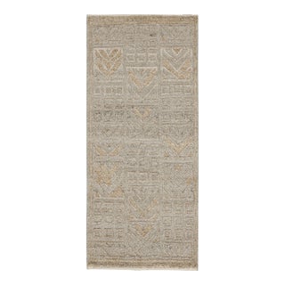 2010s Rug & Kilim’s Scandinavian Style Outdoor Runner With Greige Geometric Patterns For Sale