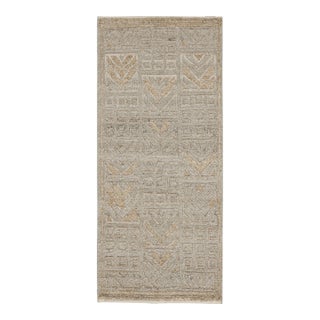 2010s Rug & Kilim’s Scandinavian Style Outdoor Runner With Greige Geometric Patterns For Sale