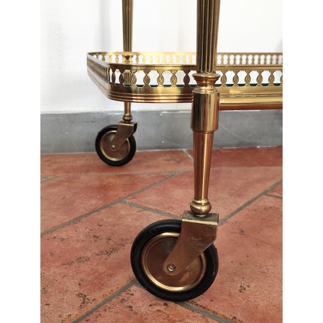 Hollywood Regency Brass and Glass Bar Cart, 1960s For Sale - Image 6 of 10