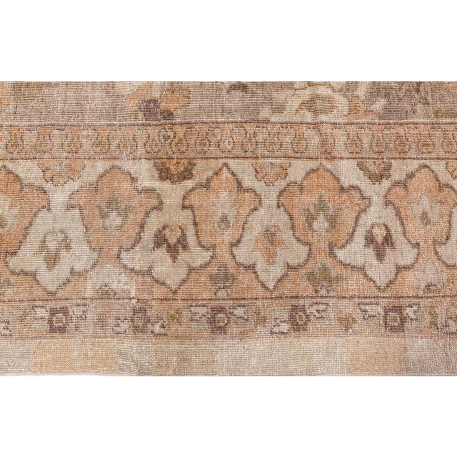 Beige Antique Persian Sultanabad Beige and Brown Handwoven Wool Rug For Sale - Image 8 of 9