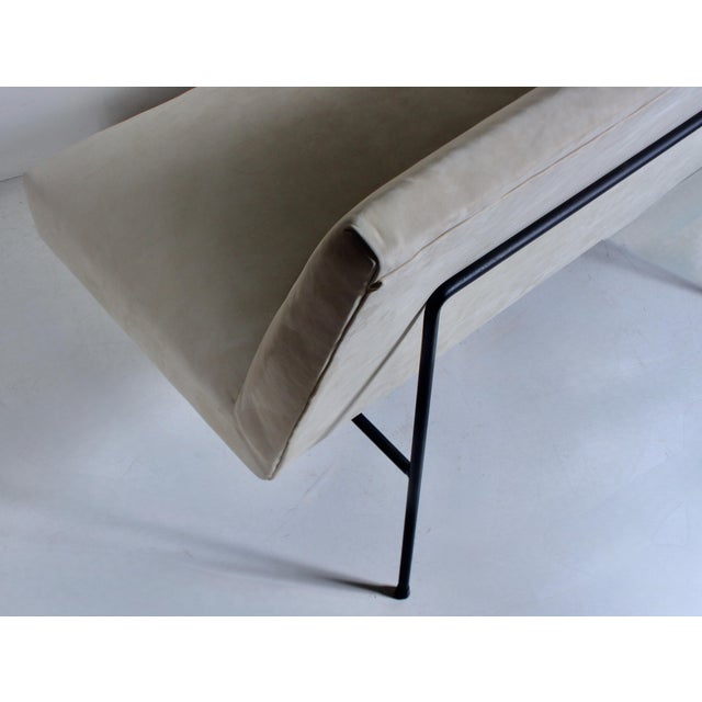 Mid 20th Century Milo Baughman for Pacific Iron Style Suede and Iron Settee For Sale - Image 13 of 18