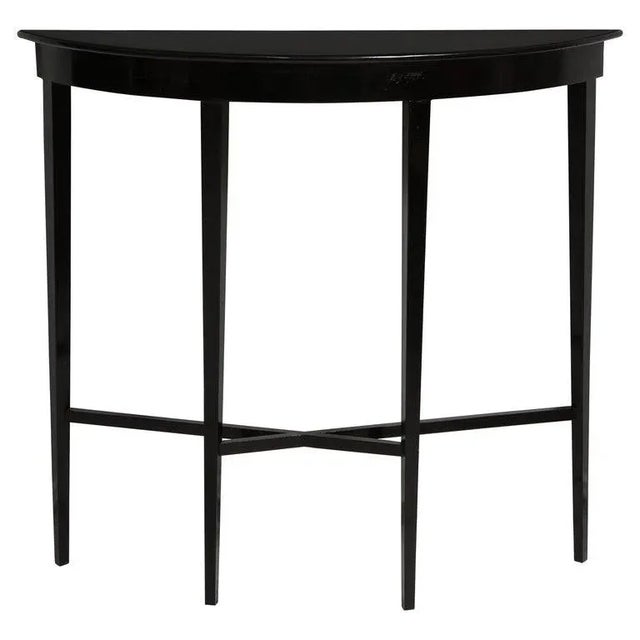 Bespoke Ebonized Demilune Console on Tapered Legs For Sale - Image 9 of 9