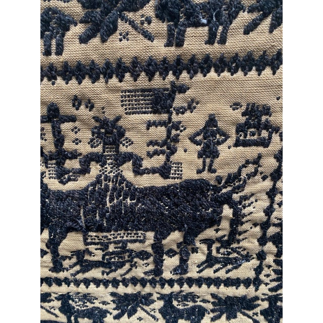 Circa 1790 Handmade Folk Art Americana Horses Flags Altar Cloth Runner For Sale - Image 10 of 12