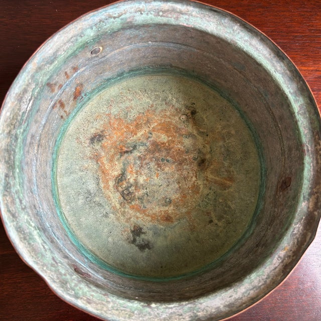 Antique Hand-Hammered Tinned Copper Pot W/ Ring Handles For Sale - Image 11 of 11