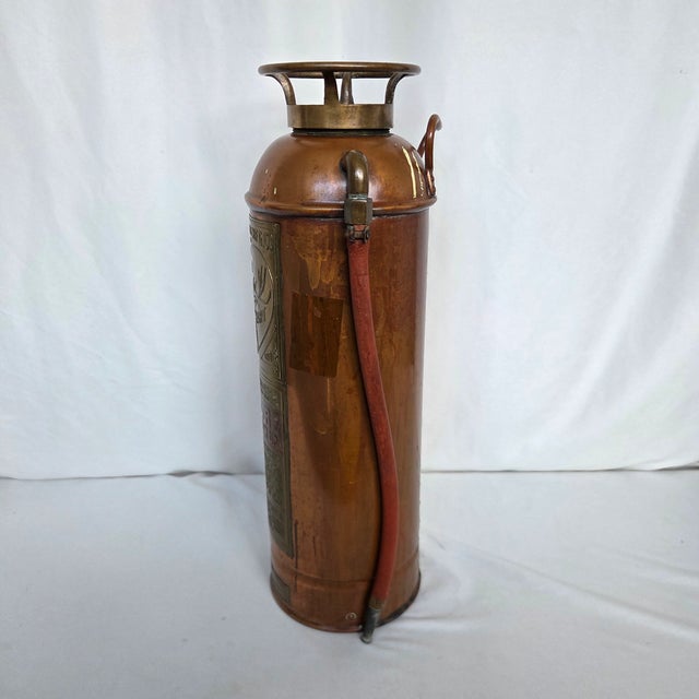 Mid-Century Elkhart Brass 2.5 Gal Copper Soda Acid Fire Extinguisher W/Bottle For Sale In Tampa - Image 6 of 16