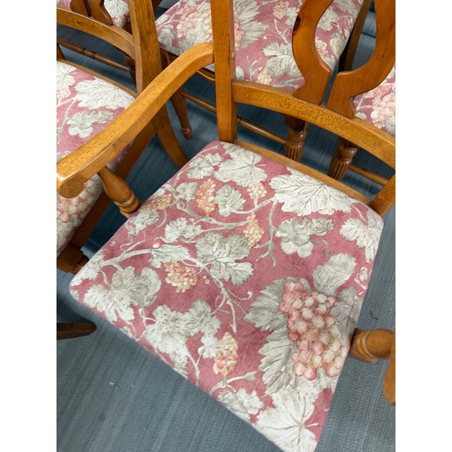 Late 20th Century Fiddleback Splat Floral Dining Chairs, Set of Eight For Sale - Image 5 of 12
