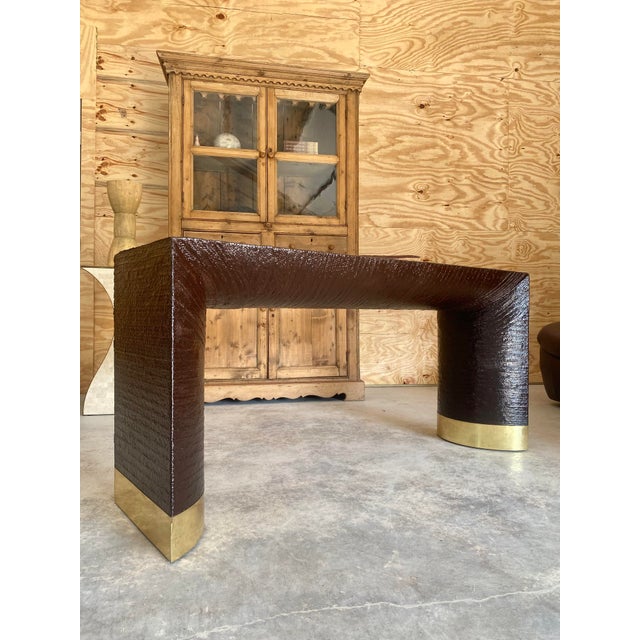 Harrison Van Horn "Belly" Console Table in Lacquered Raffia For Sale - Image 6 of 18