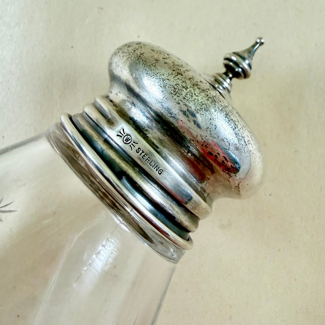Art Deco Era Whiting & Company Sterling Silver & Etched Glass Sugar Castor For Sale - Image 11 of 12