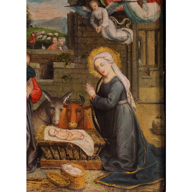 Follower of Gerard David, Nativity Scene, 1600, Oil Painting For Sale - Image 9 of 15