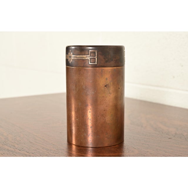 Art Deco Heintz Arts & Crafts Sterling Silver on Bronze Humidor For Sale - Image 3 of 12