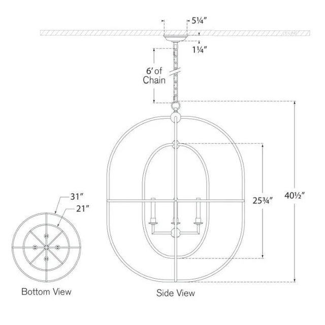 2020s Chapman & Myers for Visual Comfort Signature Desmond Open Double Oval Lantern in Aged Iron For Sale - Image 5 of 5
