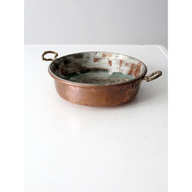 Antique Copper Pan With Brass Handles For Sale - Image 12 of 13
