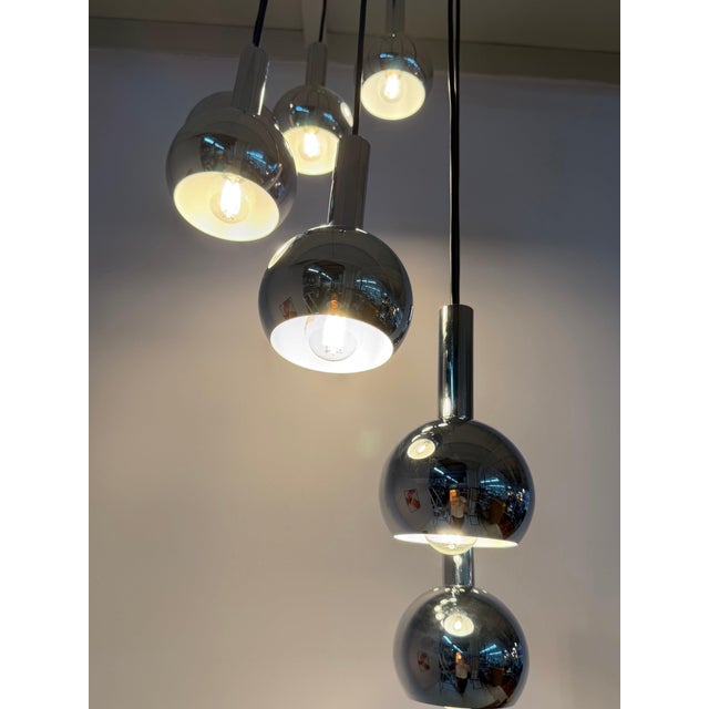 7-Light Chrome Cascade Lamp by Richard Essig, 1970s For Sale - Image 5 of 11