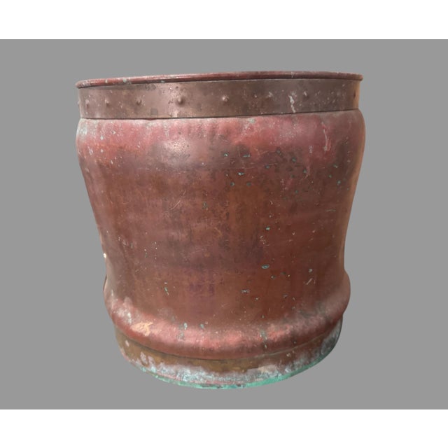 Early 20th Century Vintage Antique Arts & Crafts Style 9.5" Copper Planter Vase For Sale - Image 5 of 12