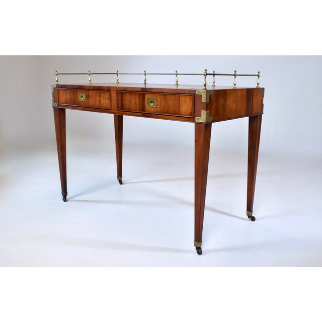 Campaign French Regency Leather Top Desk With Campaign Styling and Gallery For Sale - Image 3 of 16