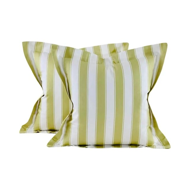 2020s Designer Vicki Payne Free Spirit Crewel Green Cream-White Botanical Floral Leaf Pillow Covers- Pair For Sale - Image 5 of 6