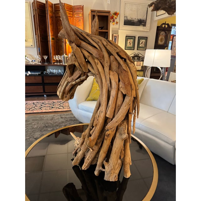 Large 42” Driftwood Horse Head Tabletop Sculpture For Sale - Image 9 of 11