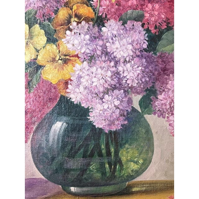 French Original E. Nordmann French Framed Still-Life Oil Painting Cut Flower Spring Bouquet For Sale - Image 3 of 12