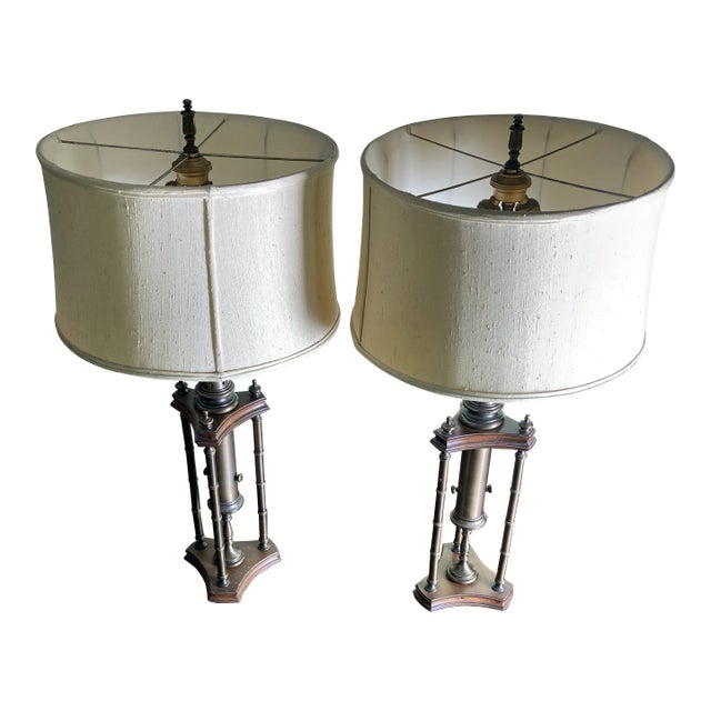 Vintage Chinoiserie Bamboo Style Chapman Table Lamps-A Pair For Sale