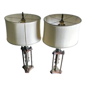 Vintage Chinoiserie Bamboo Style Chapman Table Lamps-A Pair