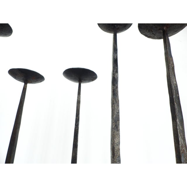 Brutalist Wrought Iron Chandeliers, France, 1972, Set of 2 For Sale - Image 6 of 12