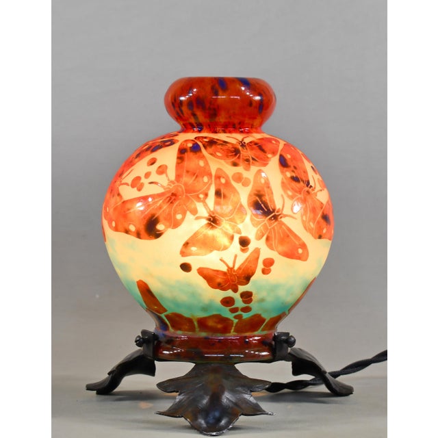 1920s French Art Deco Incense Burner Night Lamp by Le Verre Francais Schneider - 1920s France For Sale - Image 5 of 12