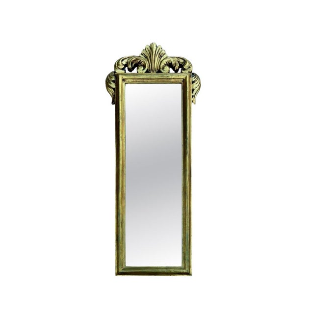 Gold Spanish Giltwood Wall Mirror with Carved Crest, 1950s For Sale - Image 8 of 8
