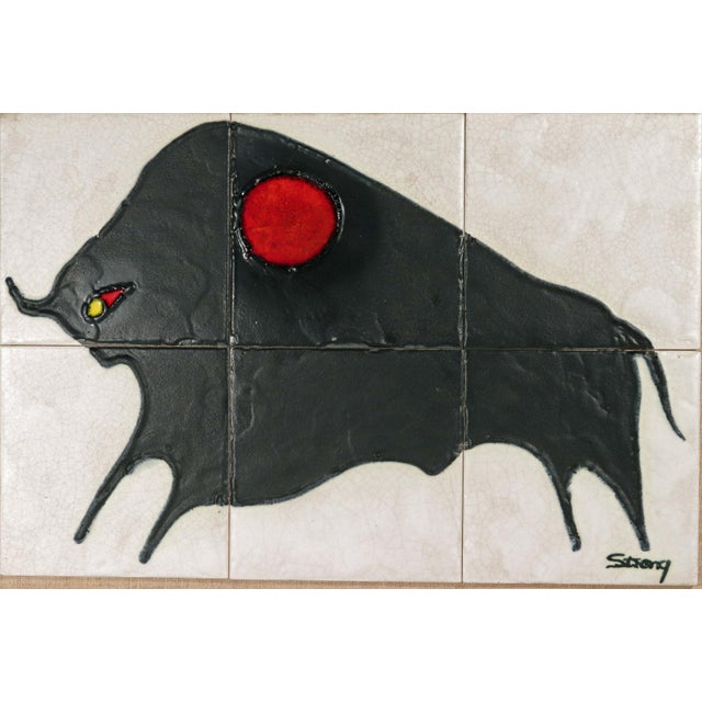 Ceramic MCM Modernist Tile Picture of a Bull by Harris G. Strong For Sale - Image 7 of 9