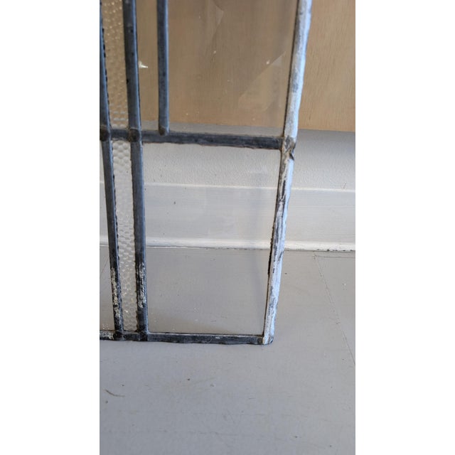 Likely Antique Leaded Glass Window Panel With Geometric and Textured Glass Design. For Sale In Seattle - Image 6 of 8