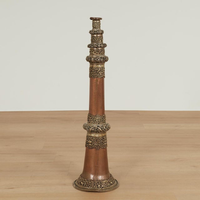 Copper Pair of Antique Copper Tibetan Horns or Dungchen For Sale - Image 8 of 14