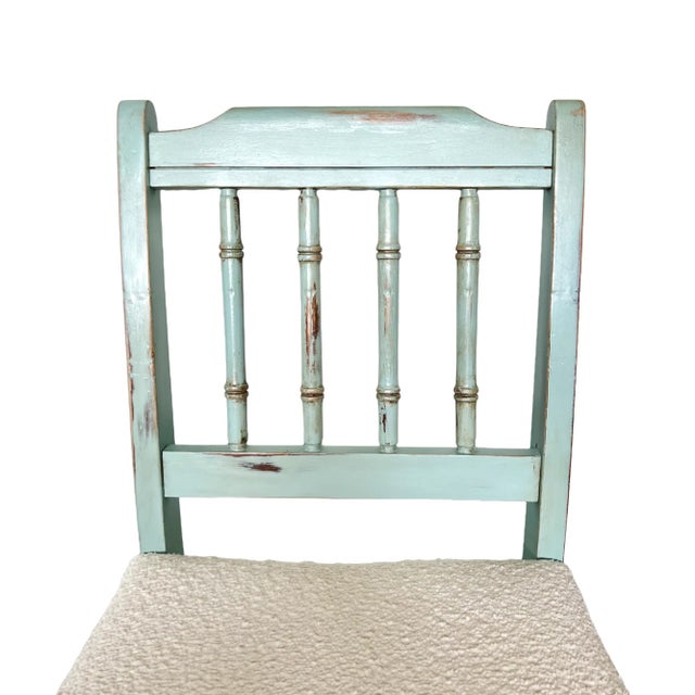 Wood Vintage Custom Refinished Dixie Faux Bamboo Vanity Chair For Sale - Image 7 of 12