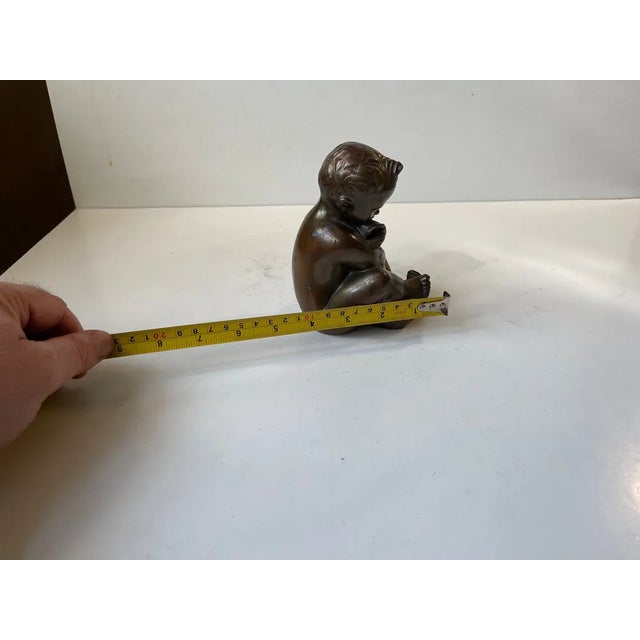 Karl Josef Hoffman Bronze Sculpture Baby Boy and Fish, 1950s For Sale - Image 10 of 11