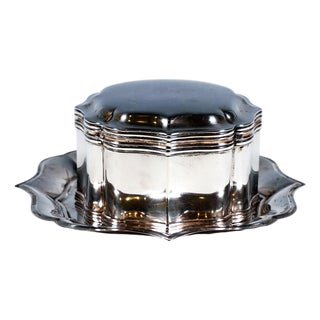 Antique Silver Tin on Presenter by J.M. Van Kempen en Zonen, Netherlands, 1872, Set of 2 For Sale