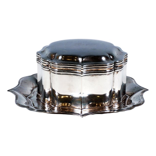 Antique Silver Tin on Presenter by J.M. Van Kempen en Zonen, Netherlands, 1872, Set of 2 For Sale