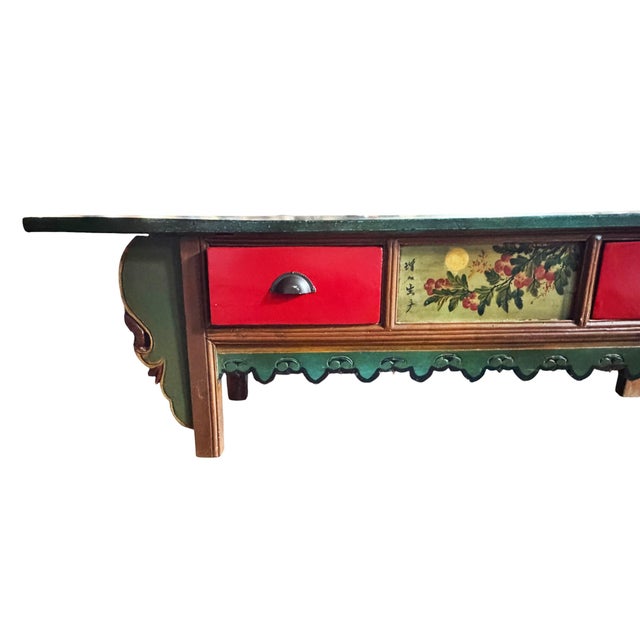 Vintage Tibetan Hand Painted Floral Winged Low MeditationTable For Sale In New York - Image 6 of 6