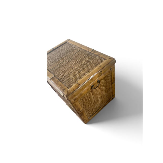 Tortoise Bamboo and Seagrass Trunk For Sale - Image 4 of 4