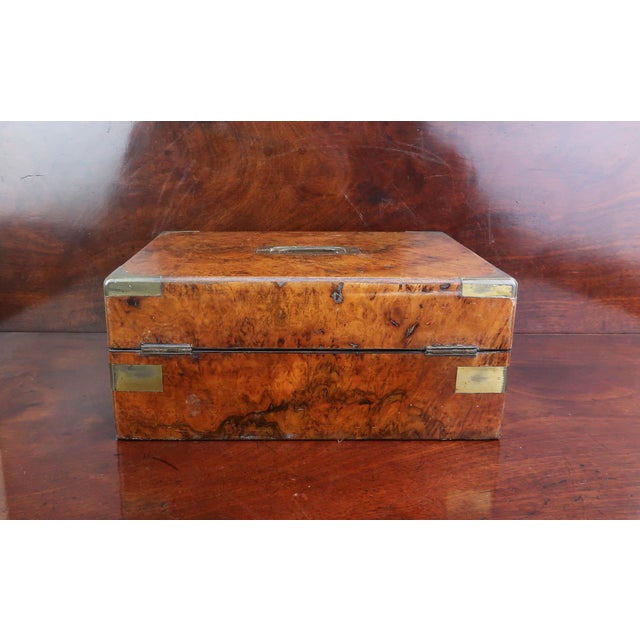 Wood Antique Gentlemans Dressing Box in Burr Walnut, 1865, Set of 6 For Sale - Image 7 of 13