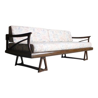 Architectural Mid-Century Modern Walnut Sofa For Sale