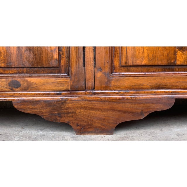 19th Century Large Cupboard or Bookcase with Glass Vitrine, Pine, Spain Restored For Sale - Image 10 of 18