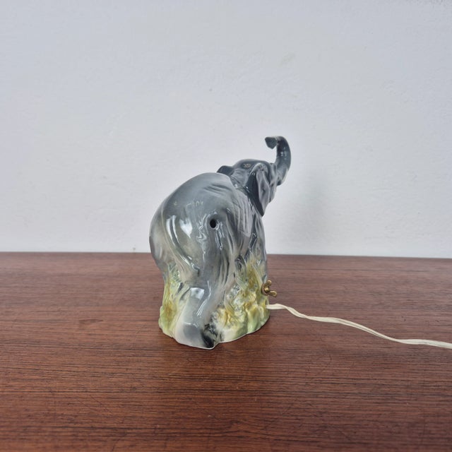 Mid-Century Porcelain Elephant Table Lamp, 1950s For Sale - Image 9 of 13